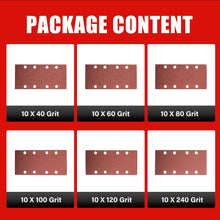 Load image into Gallery viewer, TOPEX 187x93mm sanding sheets, 10x40,60,80,100,120,240 Oxide Sandpaper Sanding Paper Pads Abrasive Sheet Hook&amp;Loop Mixed Grits Coarse Accessories for TOPEX Sanders