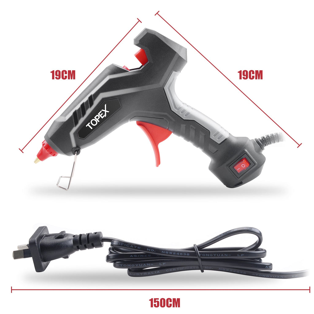 TOPEX Heavy Duty 100W Hot Melt Glue Gun Electric Heating Craft & 10 Glue Sticks