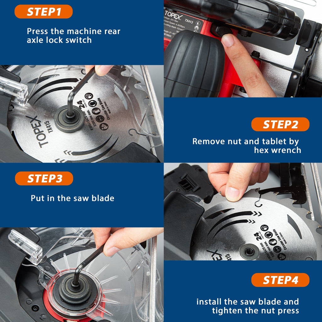 TOPEX 20v 165mm Cordless Circular Saw Skin Only Without Battery