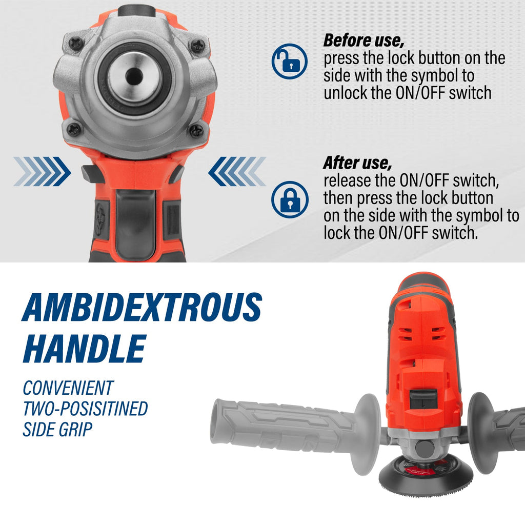 TOPEX 12V Cordless Polisher Lithium-Ion LED Torch w/ Battery & Charger