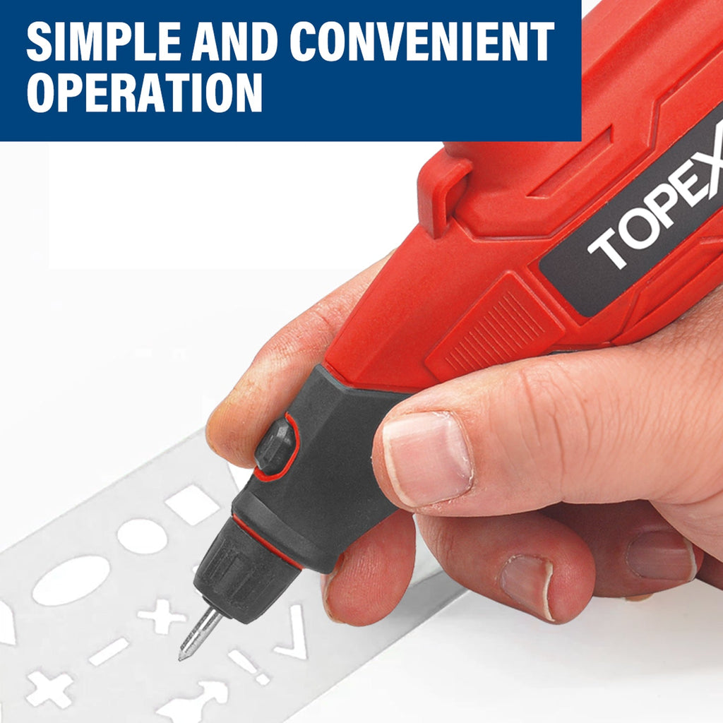 TOPEX 13W Electric Engraver Mini Versatile Etching Tool Kit With Stencils 2 Tips For Glass Metal Wood Plastic