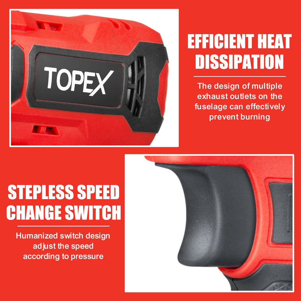 TOPEX 12V Cordless Impact Wrench with 3/8-Inch Chuck, Torque Max 120 N.m, 6 Sockets Skin Only without Battery