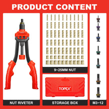 Load image into Gallery viewer, TOPEX 160PCS Heavy Duty Nut Rivet Riveter Rivnut Nutsert Gun Riveting Kit Thread M3-12