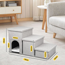 Load image into Gallery viewer, truepal 3 Steps Portable Pet Soft Plush Ladder Dog Cat Stairs Ramp with Storage Box