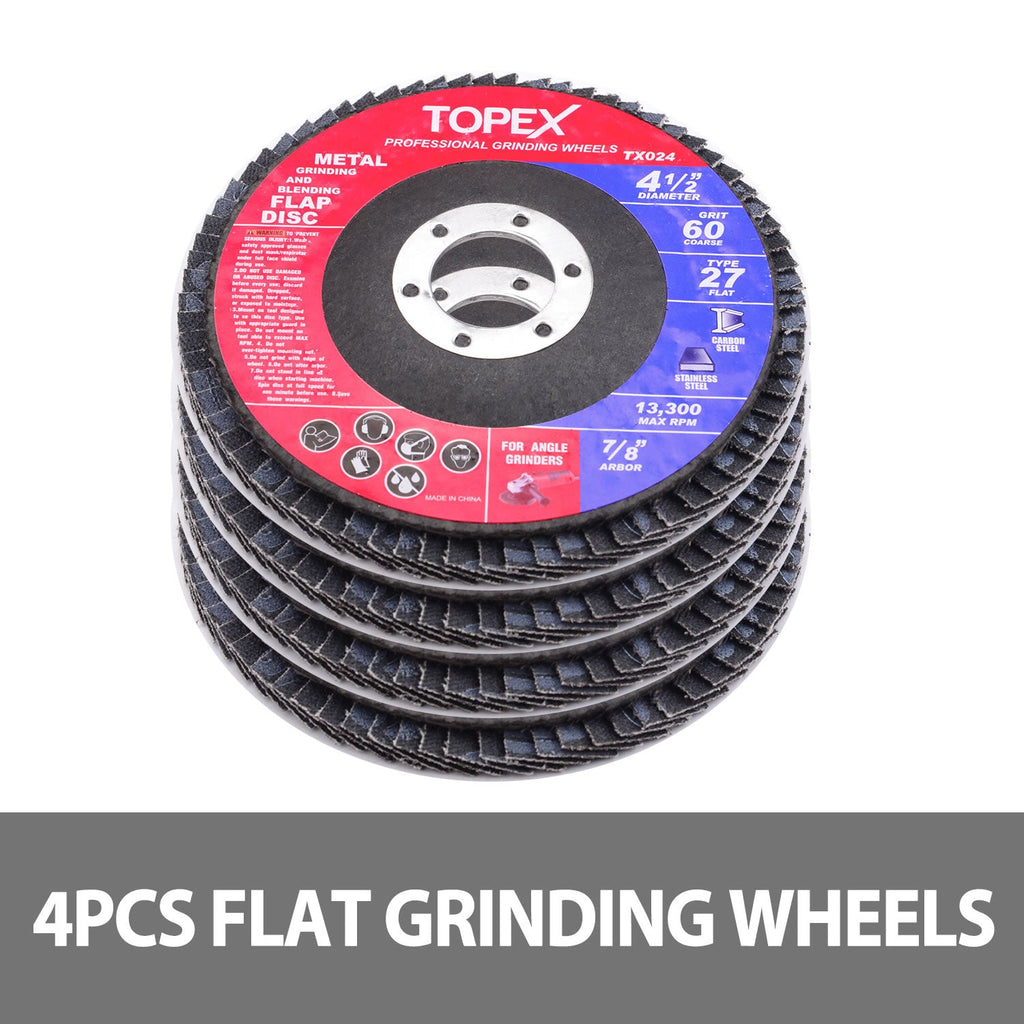 TOPEX 20PCs 115mm Cutting Wheel Flap Grinding Disc Wire Brush Diamond Turo Blades Kit