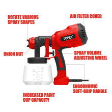 Load image into Gallery viewer, TOPEX 400W Handhold Electric Paint Sprayer Gun 1000ml High Power Portable Spray-Gun Kit Painting Spray Tool