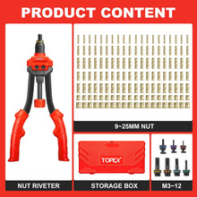 Load image into Gallery viewer, TOPEX 310PCS Rivnut Gun Set Heavy Duty Nut Rivet Riveter Rivnut Nutsert Gun w/Rivet Nut Set