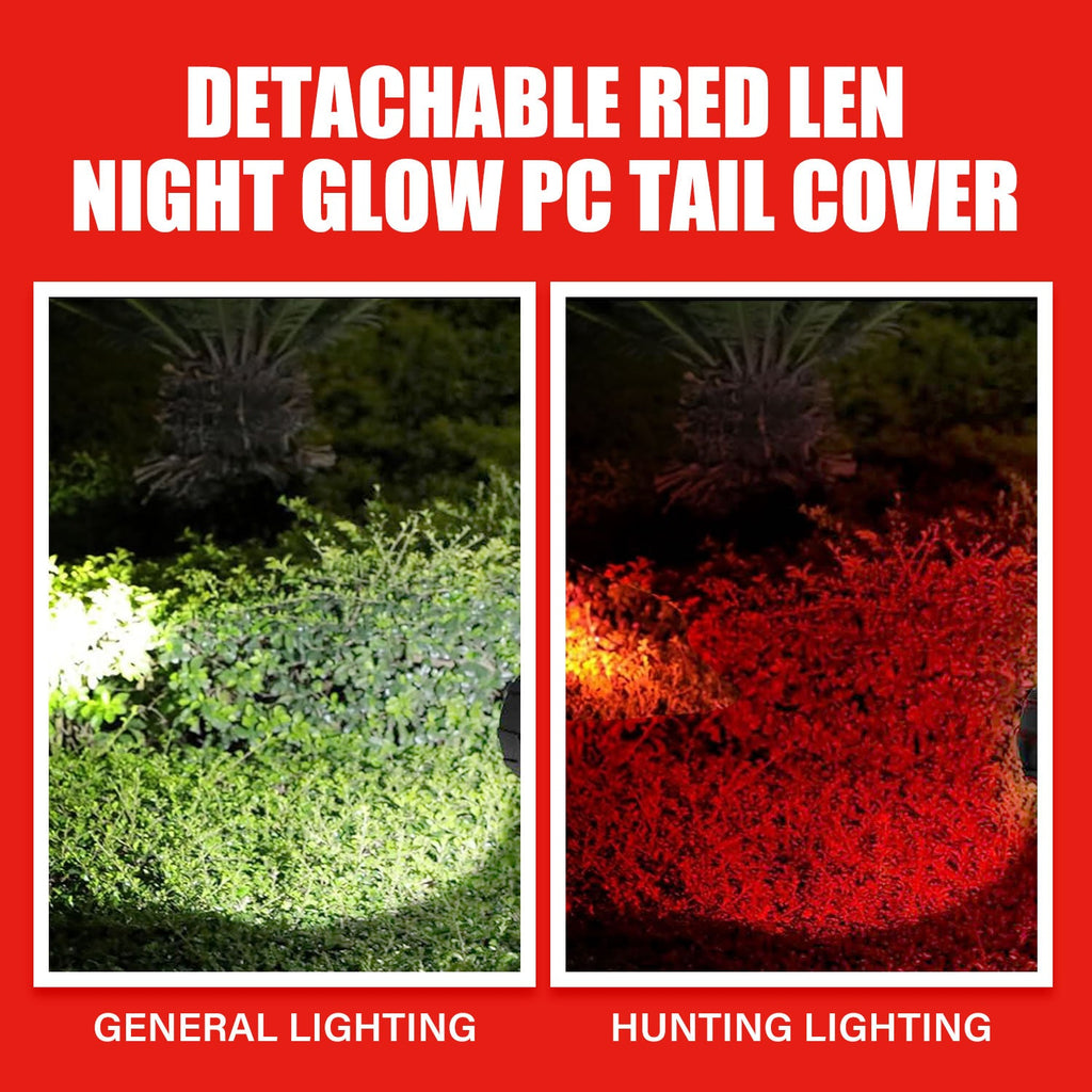 TOPEX Rechargeable Spotlight with 1000 Lumen Cree LED, IP67 Waterproof Handheld Flashlight Searchlight with Detachable Red Light Filter