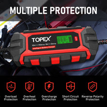 Load image into Gallery viewer, TOPEX Car Battery Charger, 10A 6V/12V Smart Automatic Battery Charger Maintainer with LCD Display for Lead Acid, LiFePo4 Battery in Truck, Motorcycle