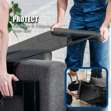 Load image into Gallery viewer, MasterSpec Black Plastic Stretch Wrap Film, 50cm x 400m Durable Packing Moving Packaging Heavy Duty Shrink Film 25U with Plastic Rotary Handle