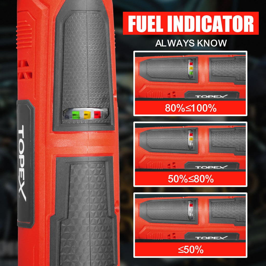 TOPEX 3/8" 12V Cordless Electric Ratchet Wrench 45NM/33.2ft-lbs 300RPM Variable Speed & LED Light