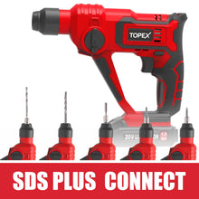 Load image into Gallery viewer, TOPEX 20V Max Lithium Cordless Rotary Hammer Drill Kit w/Battery Charger Bits
