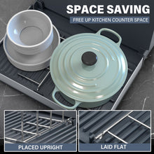 Load image into Gallery viewer, Stelive Foldable Dish Drying Rack with Dual Parts for Kitchen Counter Space-Saving Rack - Rustproof Removable Utensil Drainer &amp; Drainage Spout, Gray