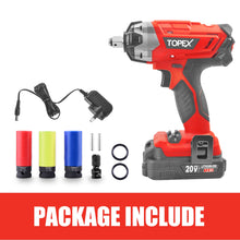 Load image into Gallery viewer, TOPEX 2 in 1 20V Cordless Impact Wrench Driver 1/2&quot; w/ Sockets Battery &amp; Charger (one battery)