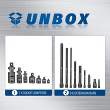 Load image into Gallery viewer, TOPEX 16-piece Socket Adaptor&amp; Extension Bar Set