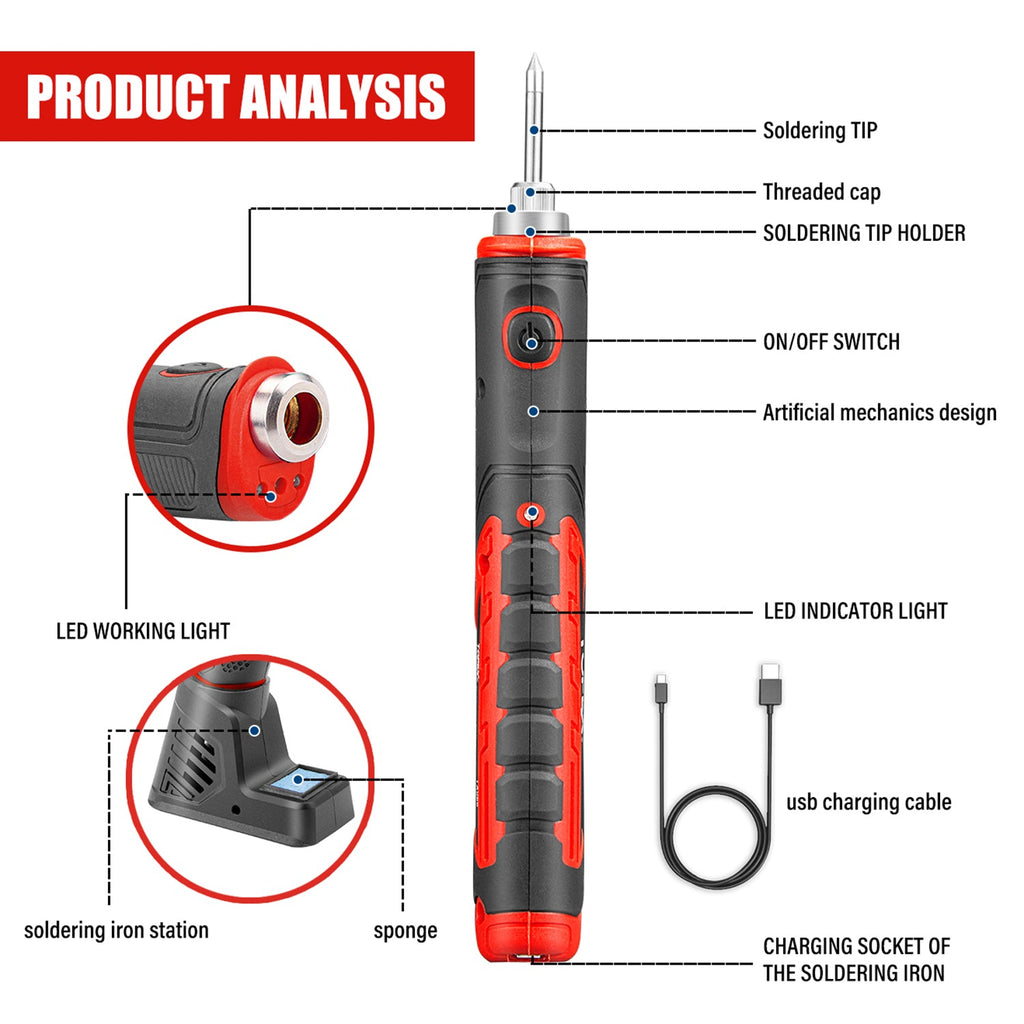 TOPEX 4V Max Cordless Glue Gun Soldering Iron Twin Kit with Adaptor Accessories