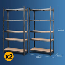 Load image into Gallery viewer, MasterSpec 2Pcs Garage Shelving Warehouse Shelf unit Storage Rack 1.8x0.9m