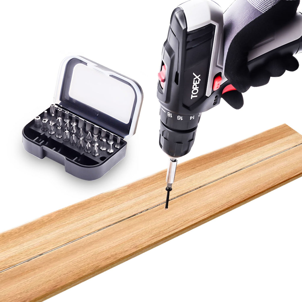 TOPEX 32-Piece CR-V Security Screwdriver Bit Set with Belt Clip Magnetic Driver Kit