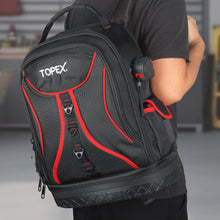 Load image into Gallery viewer, TOPEX 18 Inch Tool Backpack, 21 Pockets Inside and Outside Tool Organiser, Premium Fabric Tool Bag with Tough Bottom, for Home  and Workshop Organisations
