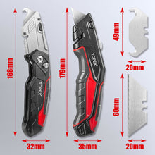 Load image into Gallery viewer, TOPEX Deluxe Folding Utility Knife 2 Piece Lock Back Auto Load Total 58 Blades