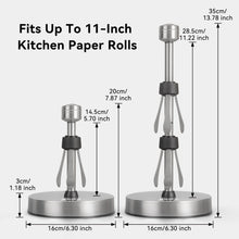 Load image into Gallery viewer, Stelive 11-Inch Paper Towel Holder, Free-Standing Kitchen Roll Holder, Weighted Paper Towel Dispenser with Suction Cup Base, One-Handed Tear, Stainless Steel