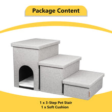 Load image into Gallery viewer, truepal 3 Steps Portable Pet Soft Plush Ladder Dog Cat Stairs Ramp with Storage Box