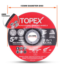 Load image into Gallery viewer, TOPEX 20V Cordless Angle Grinder 125mm Li-ion Grinding Cutting Power Tool w/ 25PCS Grinding Discs