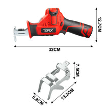 Load image into Gallery viewer, TOPEX 12V Cordless Reciprocating Saw w/  2 Saw Blades &amp; Clamping Claw  Cutting Depth 65 mm