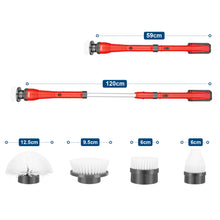 Load image into Gallery viewer, TOPEX 20V Cordless Power Scrubber With Extension Long Handle &amp; 4 Replaceable Brush Heads,2 Speeds Power Scrubber Brush
