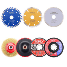 Load image into Gallery viewer, TOPEX 900W 125mm 5&#39;&#39; Angle Grinder w/ 20PCs 115mm Combo Discs Cut Grind Polish