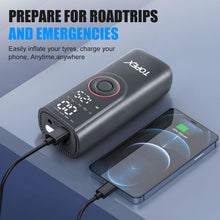 Load image into Gallery viewer, TOPEX 12V Car Tyre Inflator Portable Air Compressor Cordless Air Pump 150PSI Air Pump Dual Power Electric Tyre Pump for Car/ Motorcycle/ Bike/ Ball/ Custom