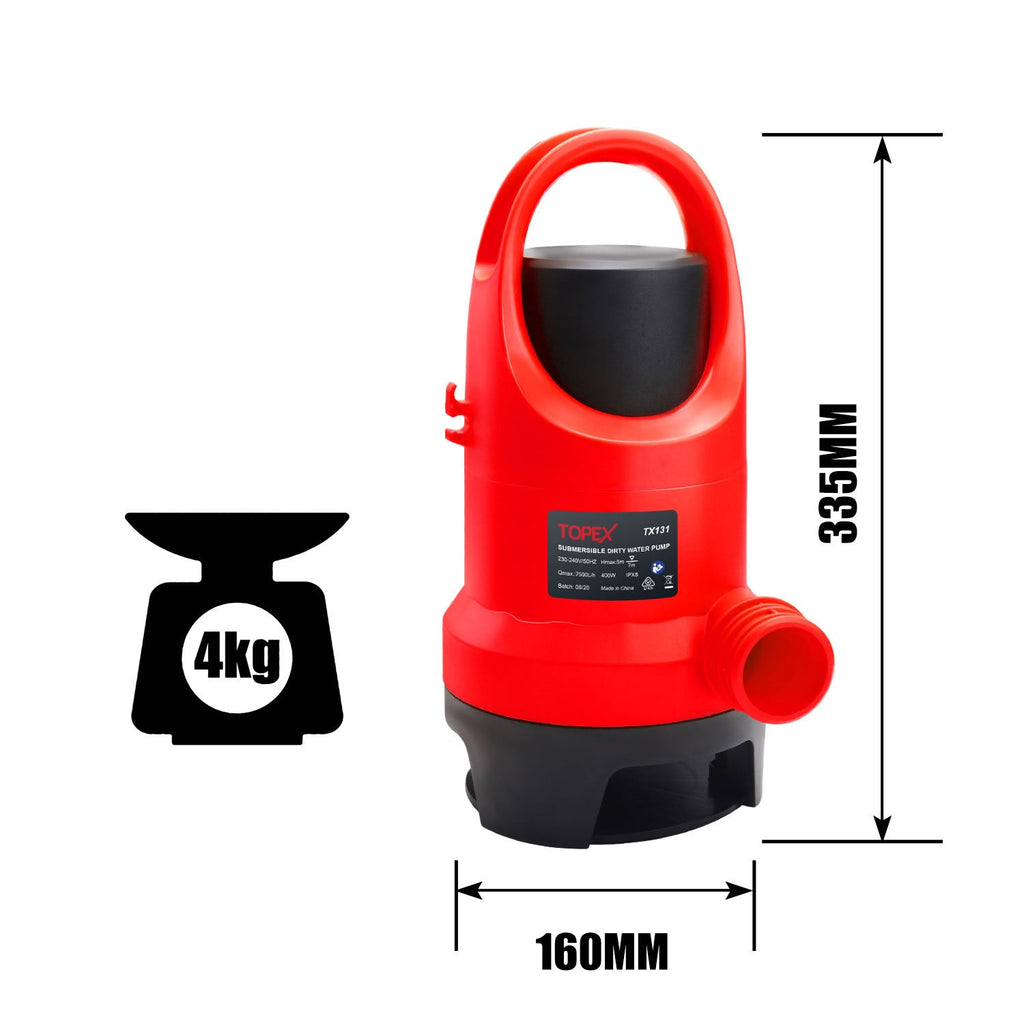 TOPEX 400W Sump Submersible Dirty Water Pump w/ Quick Adapter Swim Pool Pond Home Clean