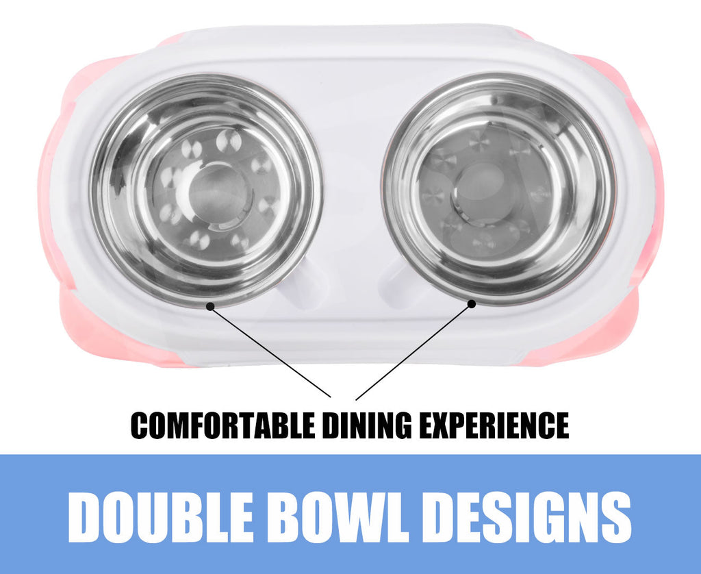 truepal Dual Elevated Raised Pet Dog Puppy Feeder Bowl Stainless Steel Food Water Stand